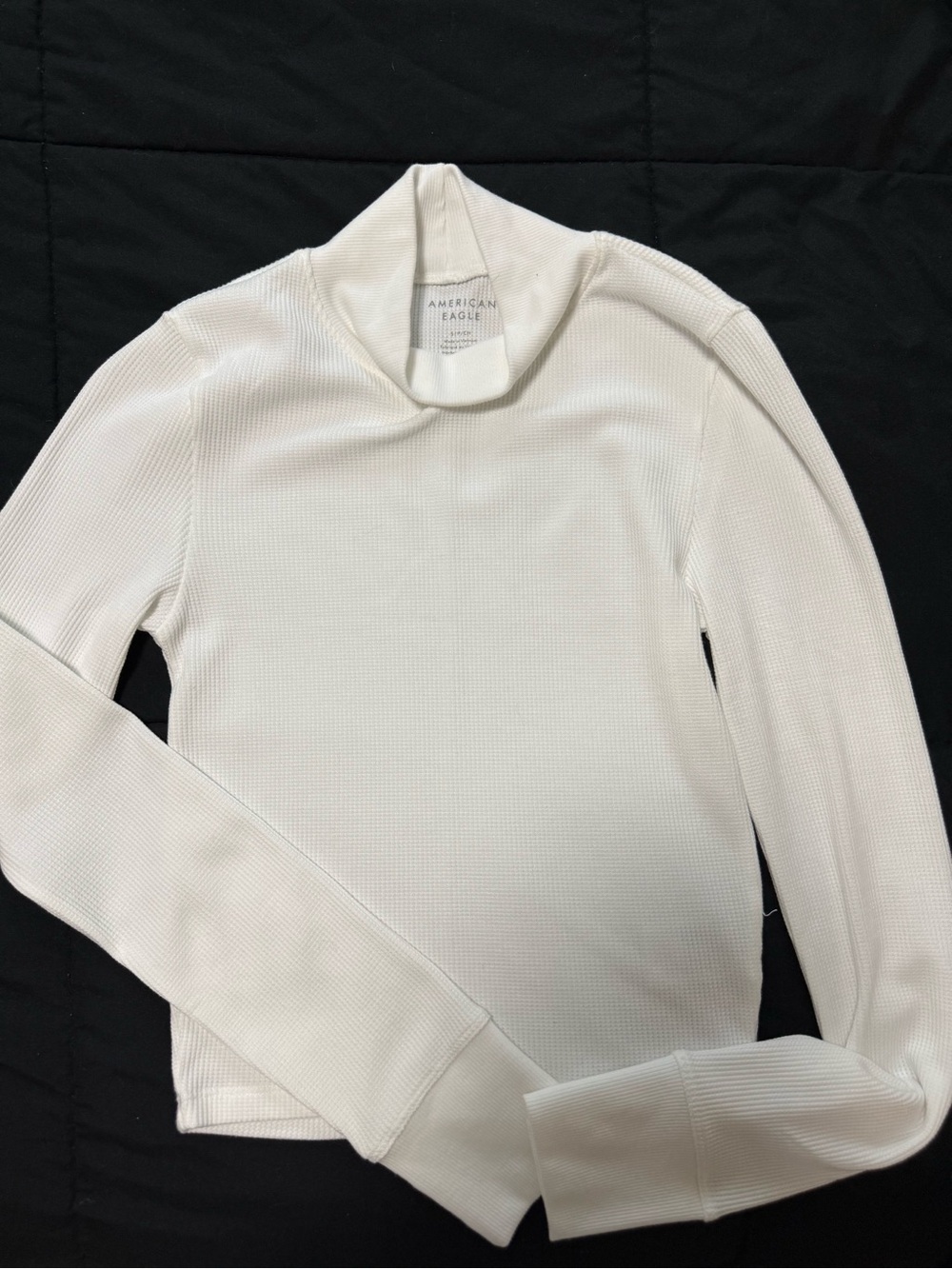 American Eagle Outfitters White Ribbed Cowl Neck Long Sleeve Sweater